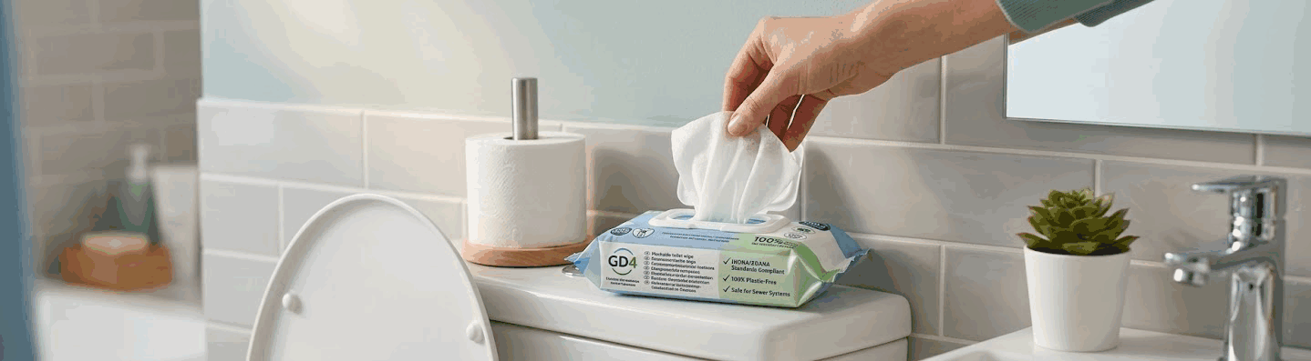 flushable toilet wipes usage in european household bathroom