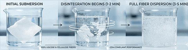 flushable spunlace nonwoven dispersibility performance in water