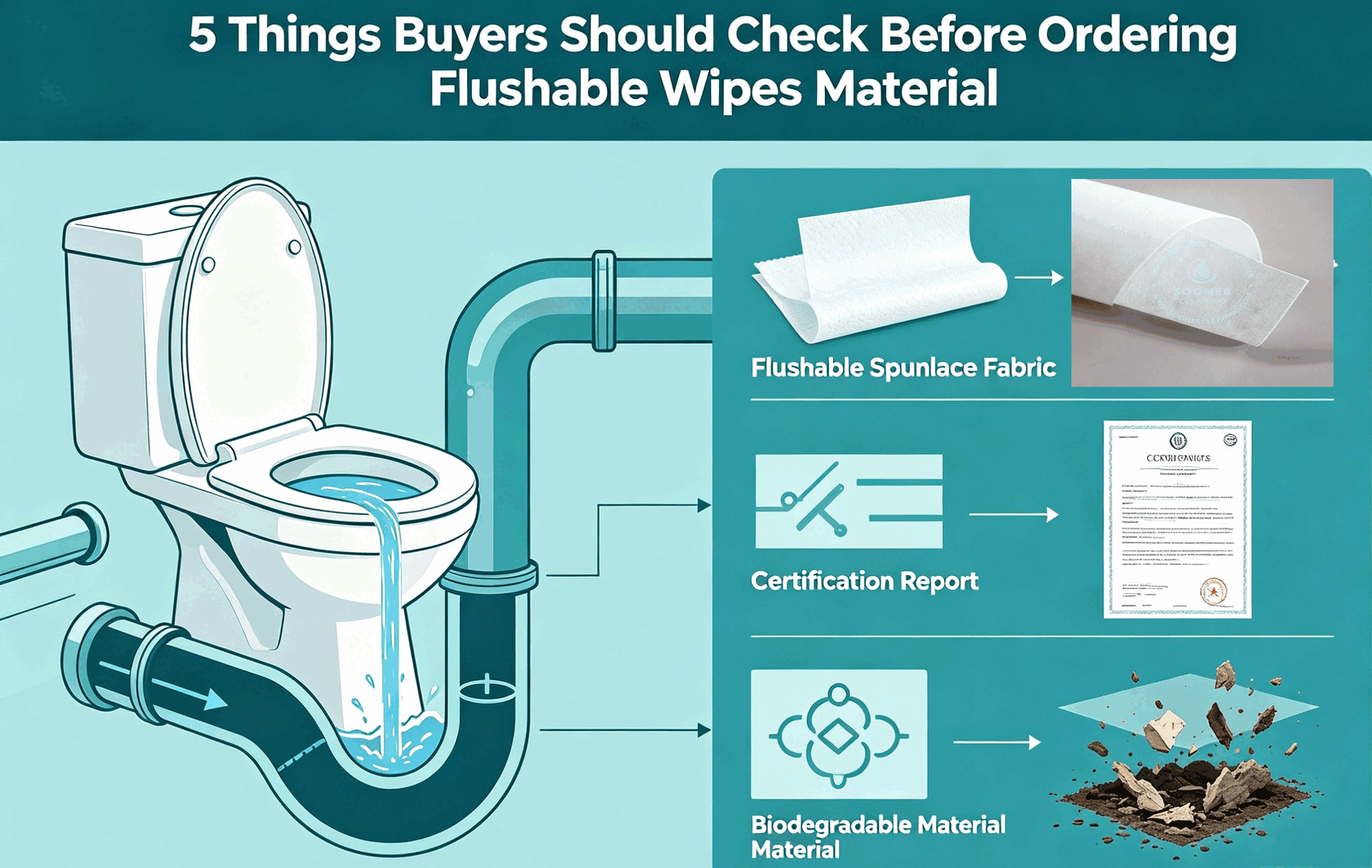 flushable wipes material structure